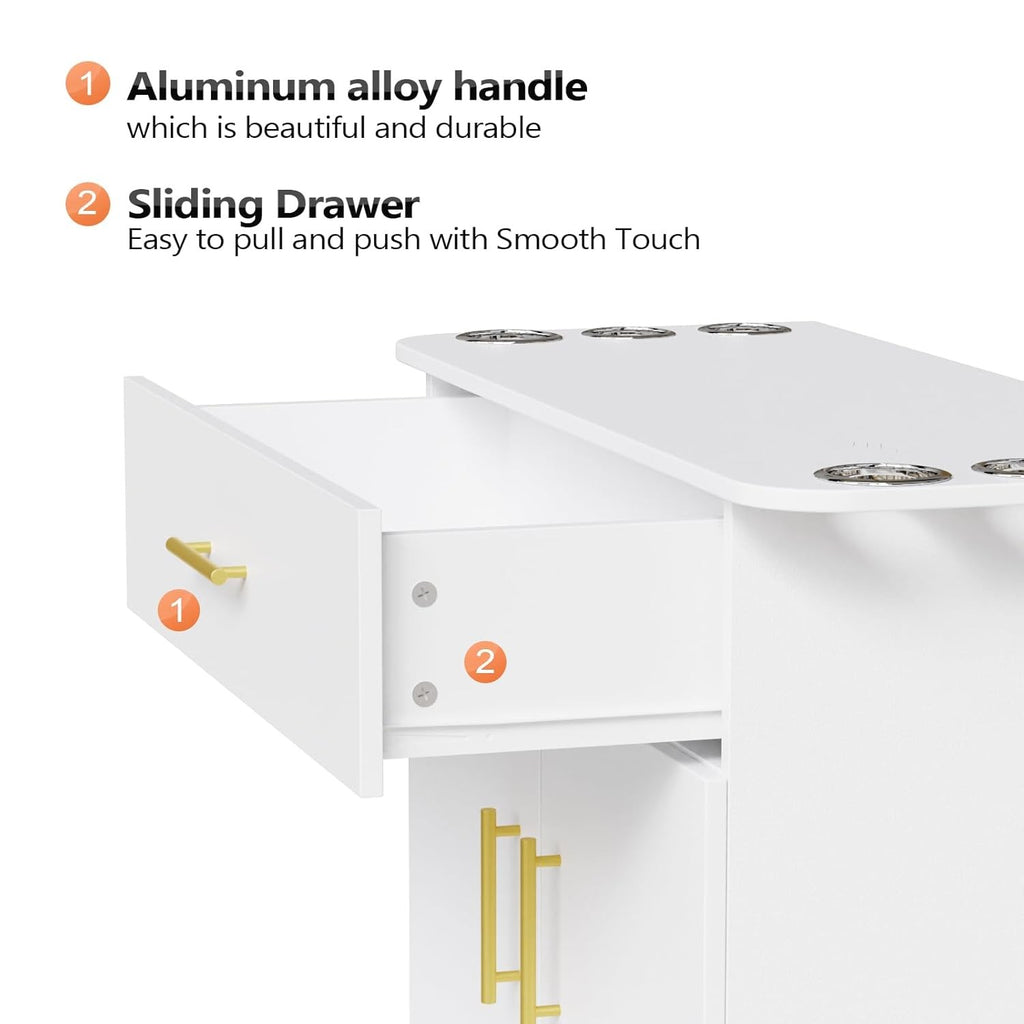 Salon Storage Station with Drawers and Hair Dryer Holders for Beauty Salons