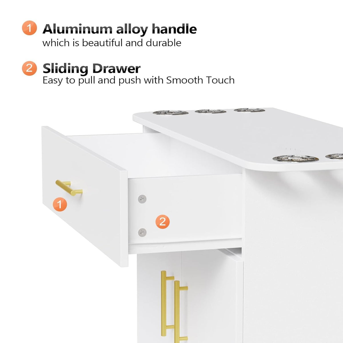 Salon Storage Station with Drawers and Hair Dryer Holders for Beauty Salons