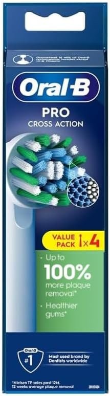 Electric Toothbrush Replacement Heads - Cross Action Bacterial Protection, 4 Pack