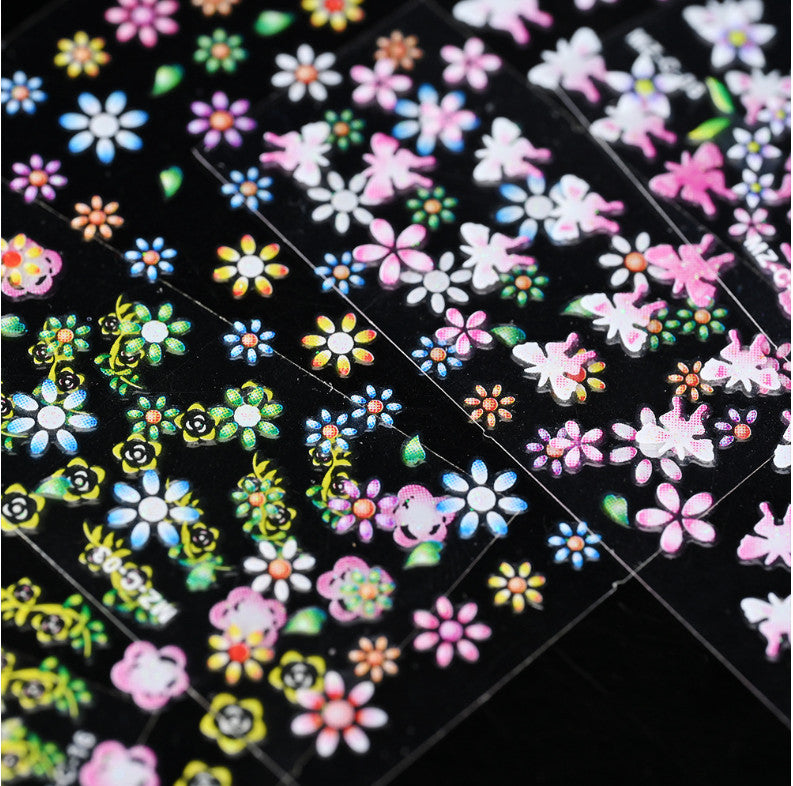 10 Sheets Nail Art Stickers Decal Daisy Flower Lace Butterfly for Manicure