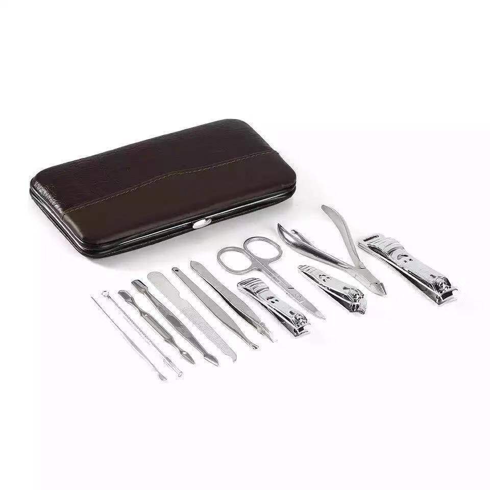 12PCS Manicure Pedicure Nail Clipper Set with Case - Grooming Kit