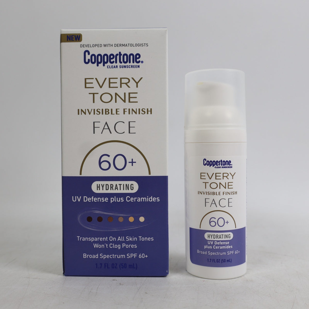 Coppertone SPF60+ Face Sunscreen Invisible Finish 2 Pack