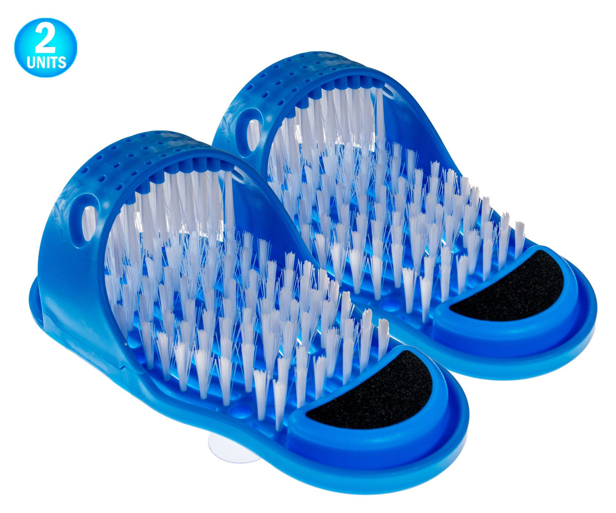 Foot Scrubber Shower Sandal with Pumice Stone & Suction Cup 2 Pack