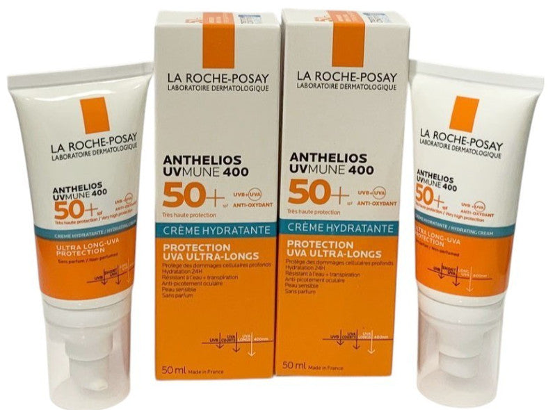 Moisturizing Sunscreen SPF 50+ with UVA Protection - Hydrating Cream for Sensitive Skin - 50ml Set of 2