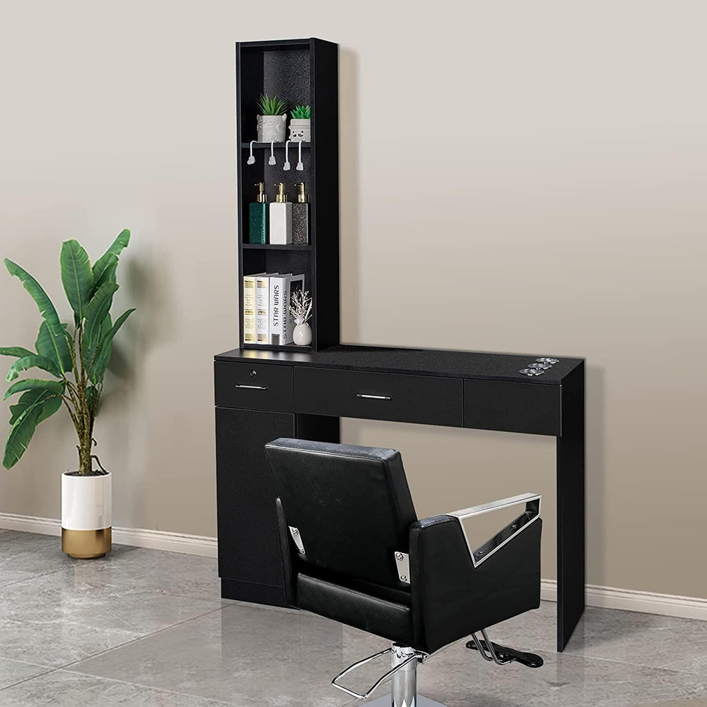 Salon Storage Cabinet with Lockable Drawers Hair Styling Station Furniture