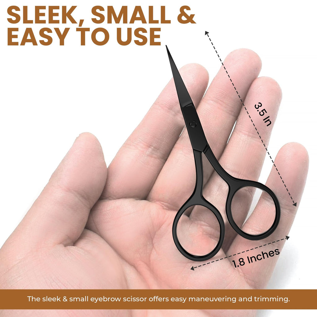 Eyebrow Scissors - Professional Stainless Steel Small Shears Black