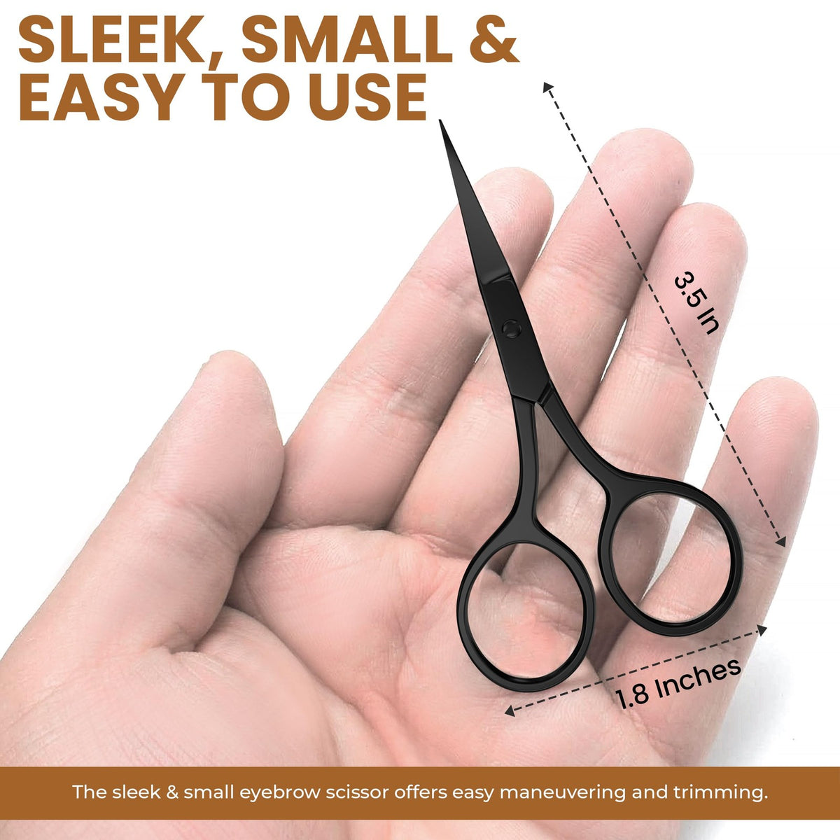 Eyebrow Scissors - Professional Stainless Steel Small Shears Black