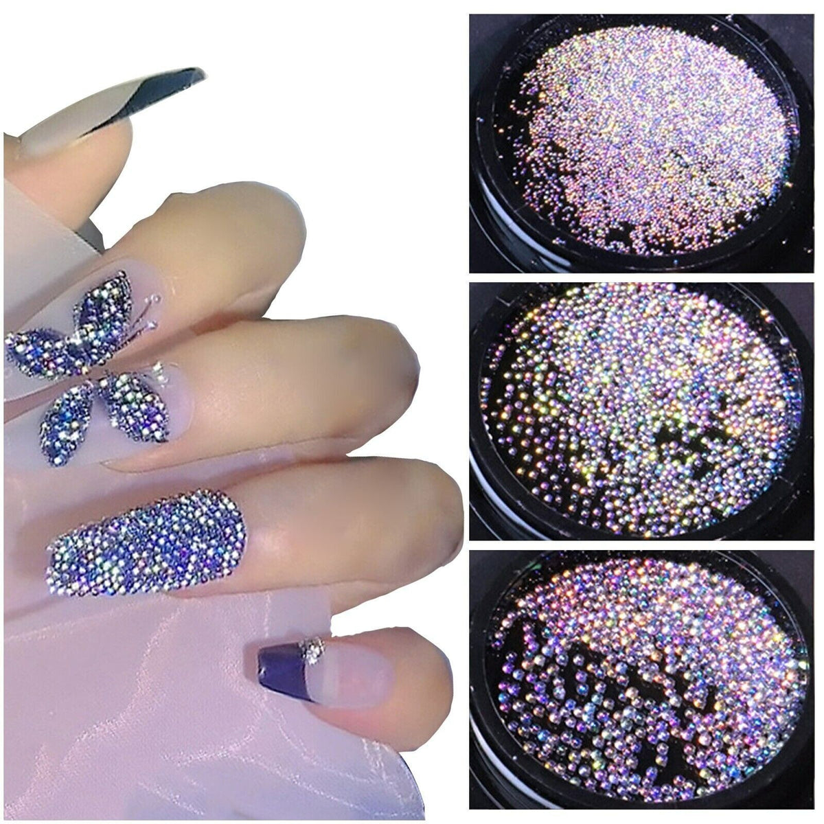 Reflective Mermaid Nail Beads for 3D Nail Art | Bubble Balls & Flash Decorations