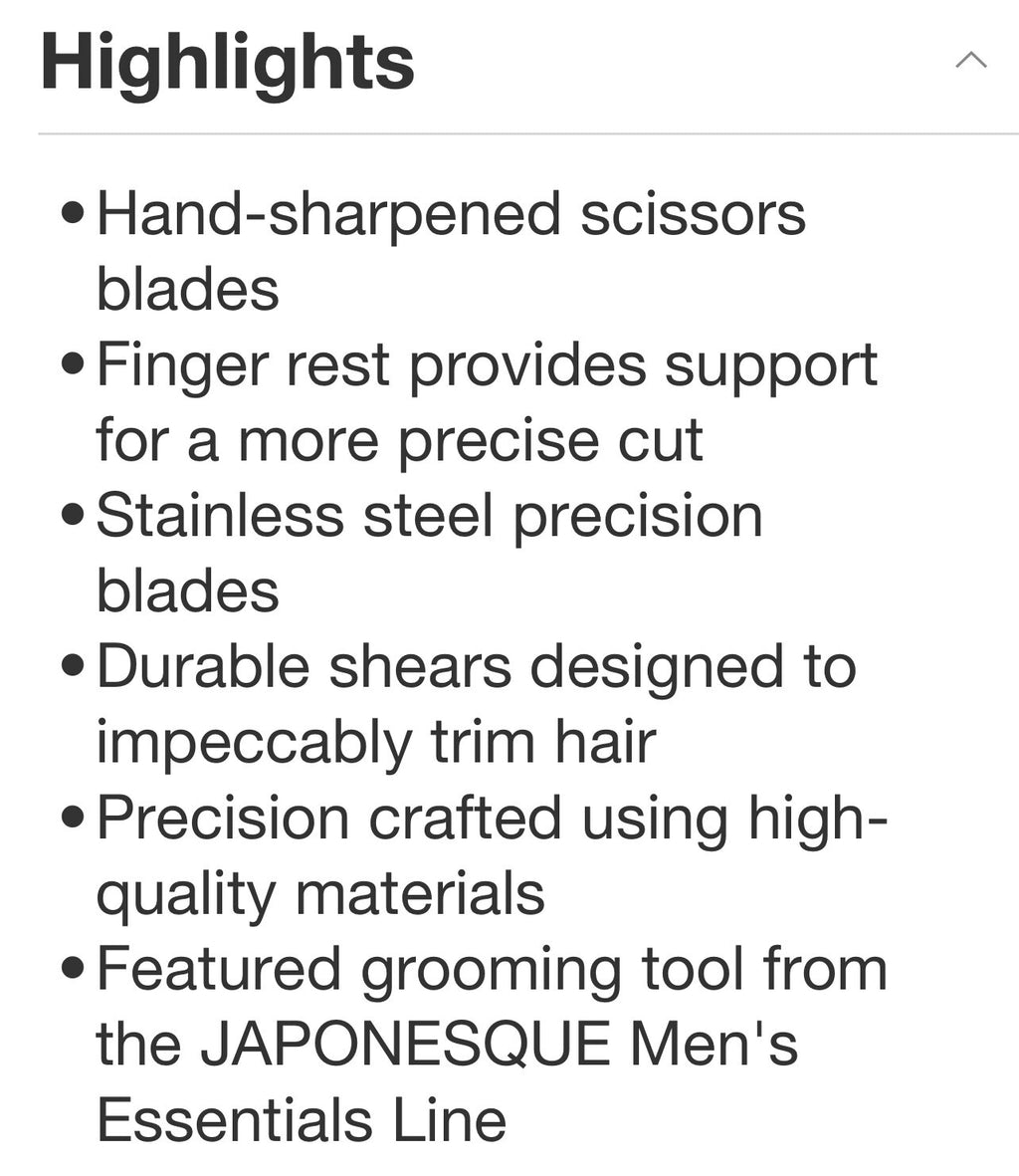 Men's Barber Shears - Hand Sharpened Stainless Steel Hair Cutting Scissors