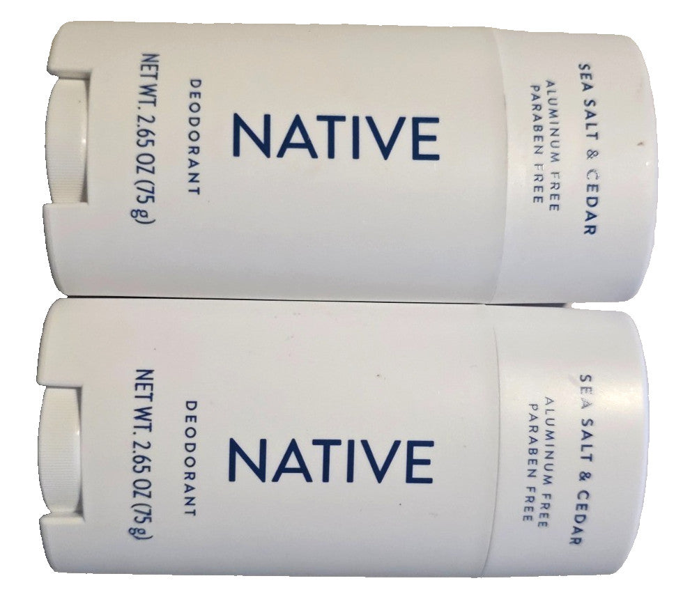 Native Aluminum Free Sea Salt & Cedar Deodorant 2.65oz - Lot of 2