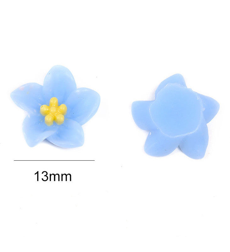 Resin Lily Cabochon Nail Art Charms 13mm Flatback Embellishments 5 Pieces