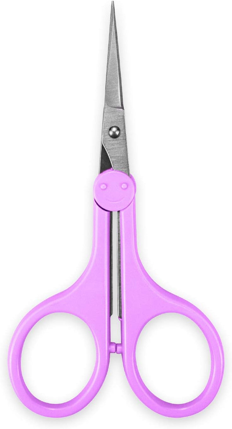Eyebrow Scissors for Facial, Nose, Mustache & Beard Hair Trimming - Long Purple Stainless Steel