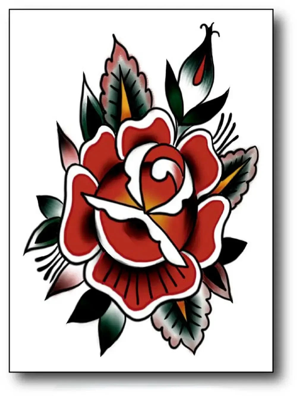 Rose Flower Hand Back Art Temporary Tattoo Sticker - Waterproof
