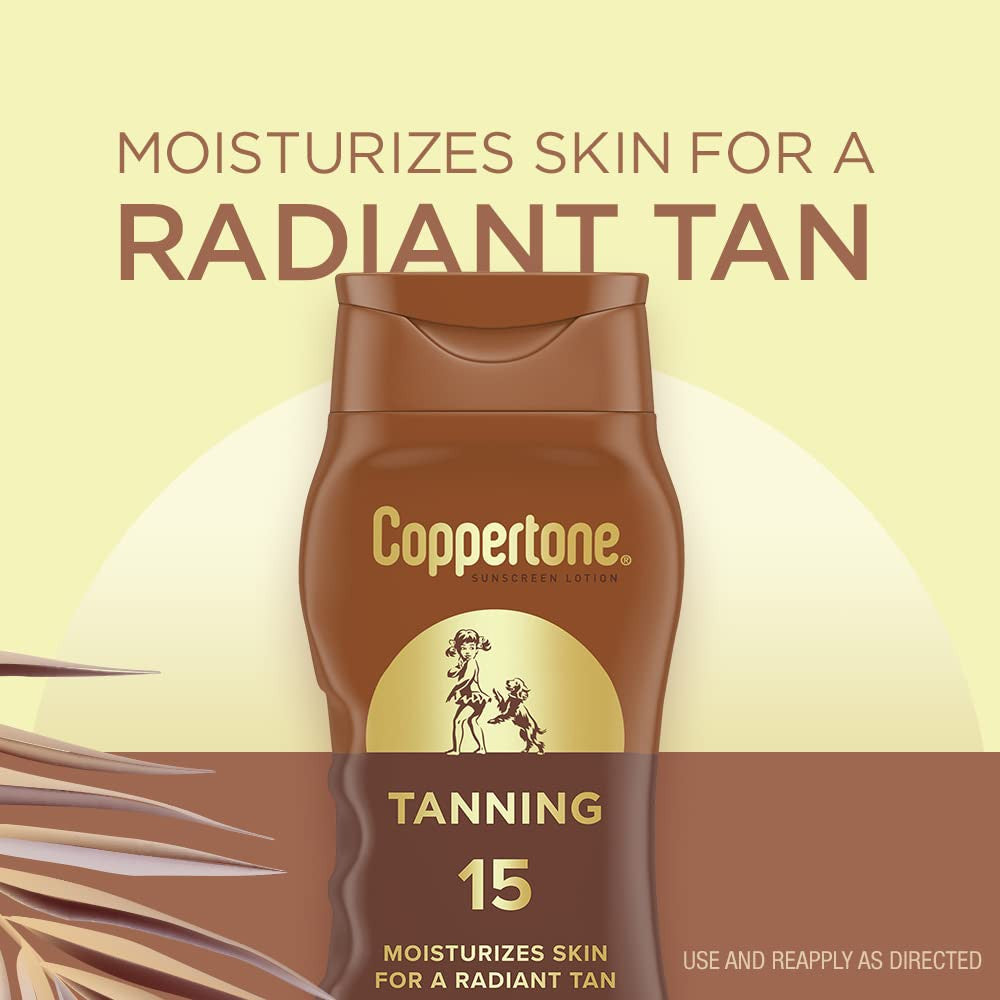 Water-Resistant SPF 15 Tanning Sunscreen Lotion for Body, Moisturizing & Broad Spectrum