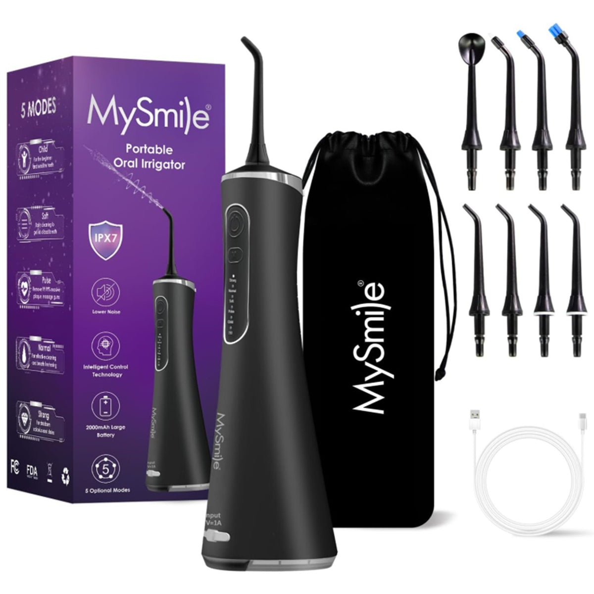Cordless Water Flosser with 8 Nozzles, Oral Irrigator for Dental Cleaning