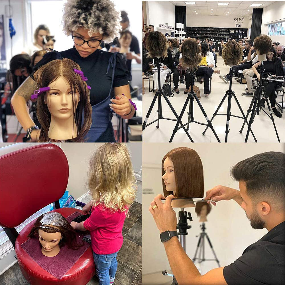 Mannequin Head with Real Human Hair for Hairdressing Practice and Styling