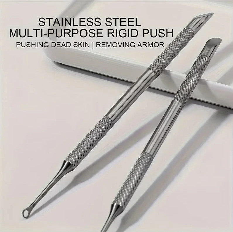 2-Piece Stainless Steel Cuticle Remover Nail File & Grooming Set