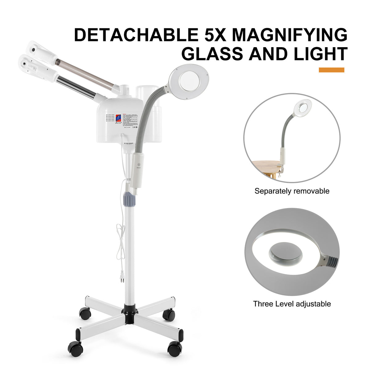 Hot Cold Facial Steamer with Magnifying Lamp & Ozone for Skin Care Salon & Home