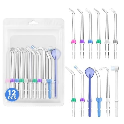 12PCS Water Flosser Replacement Tips Set - Compatible with Most Waterpik Models