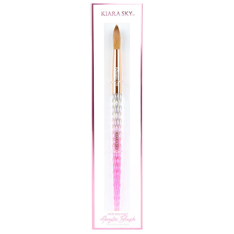 Acrylic Nail Brush with Pink Handle - Kolinsky Fine Tip for Professional Manicure