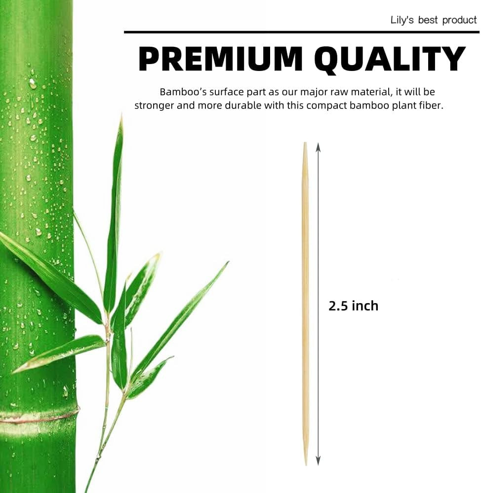 Wooden Bamboo Toothpicks - 2000 Count, Cocktail & Party Picks