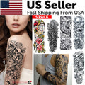Large Temporary Body Art Arm Tattoo Sleeve 5Pcs Waterproof, 48x17 cm