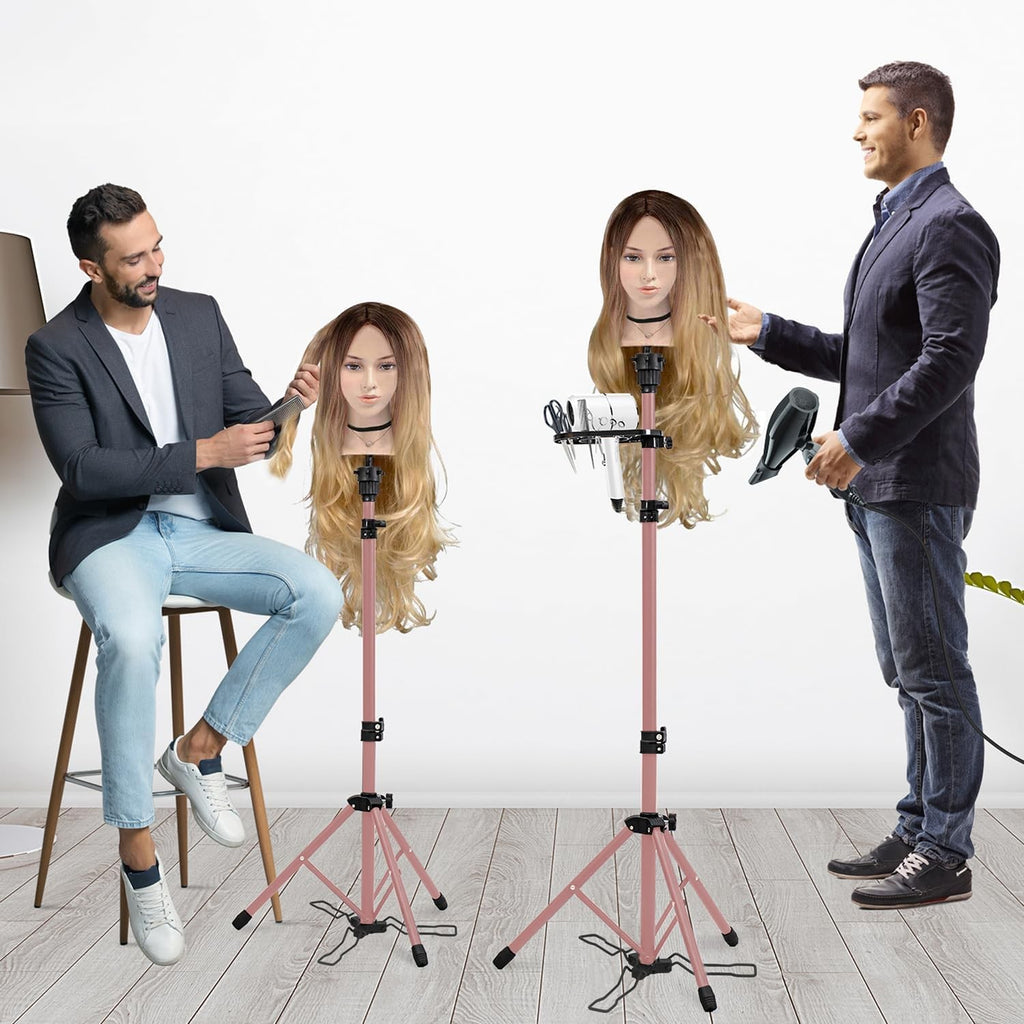 Adjustable Folding Wig Stand Tripod with Foot Panel and Travel Bag