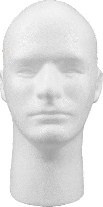 White Styrofoam Head Mannequin for Display 12 Inch Male Face Model