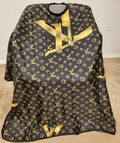 Barber Hair Cutting and Styling Cape Black and Gold Luxury Drape