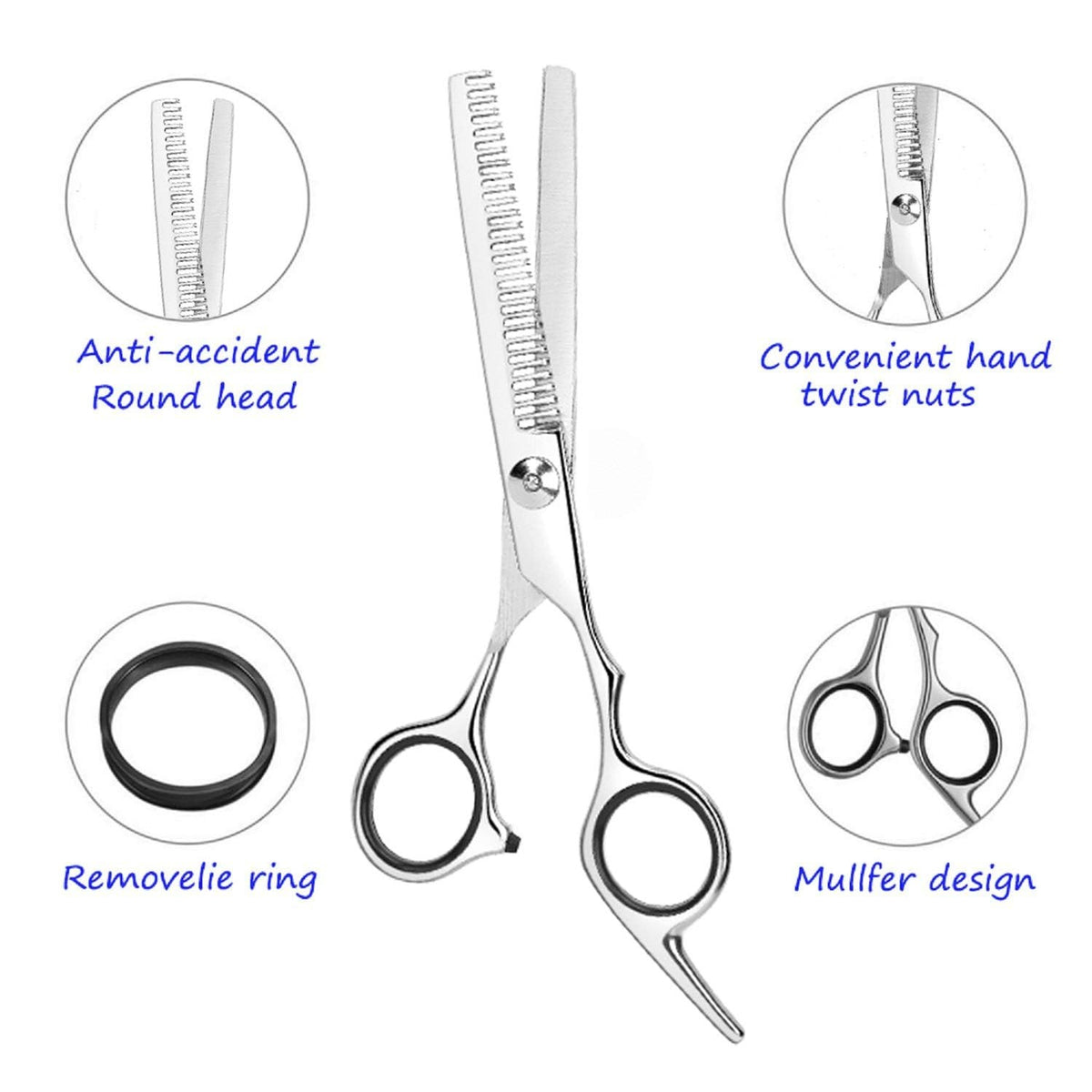Professional Hair Thinning Shears 2-Piece Set Stainless Steel Hair Cutting Scissors