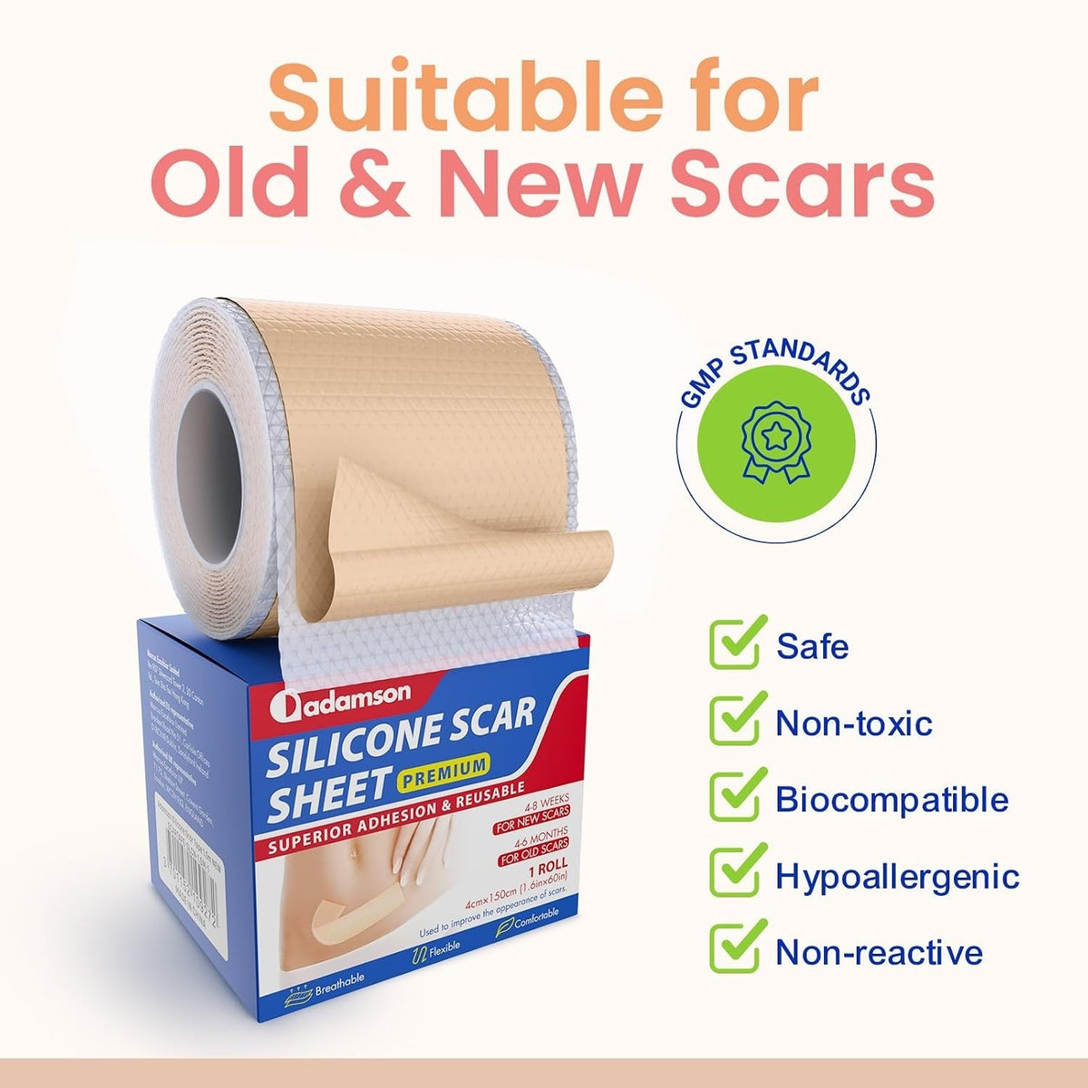 Silicone Scar Tape for Surgical & Keloid Scars - Reusable, Flexible & Breathable