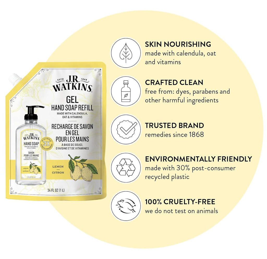 Moisturizing Hand Soap Refill with Plant-Based Cleansers - Lemon, 34 Fl Oz (2 Pack)