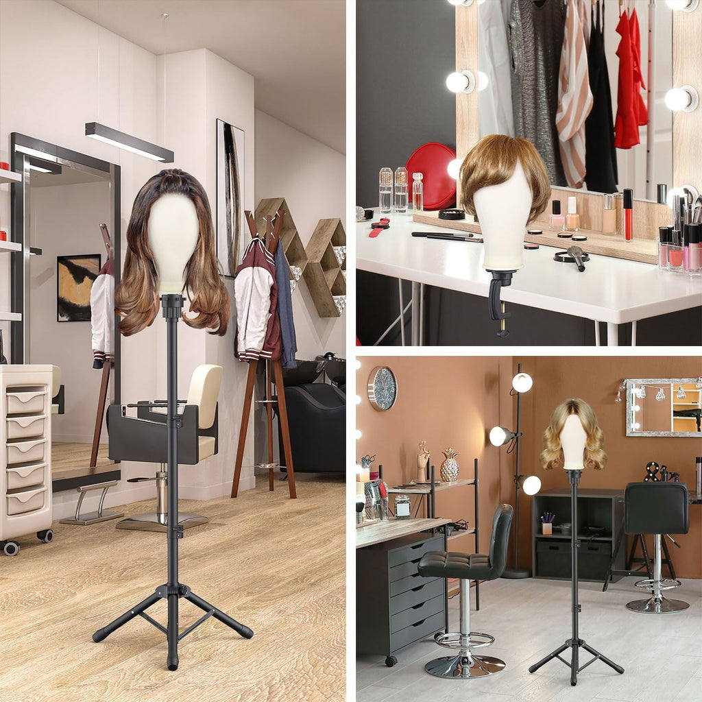 Adjustable Wig Stand with Mannequin Head for Styling & Display