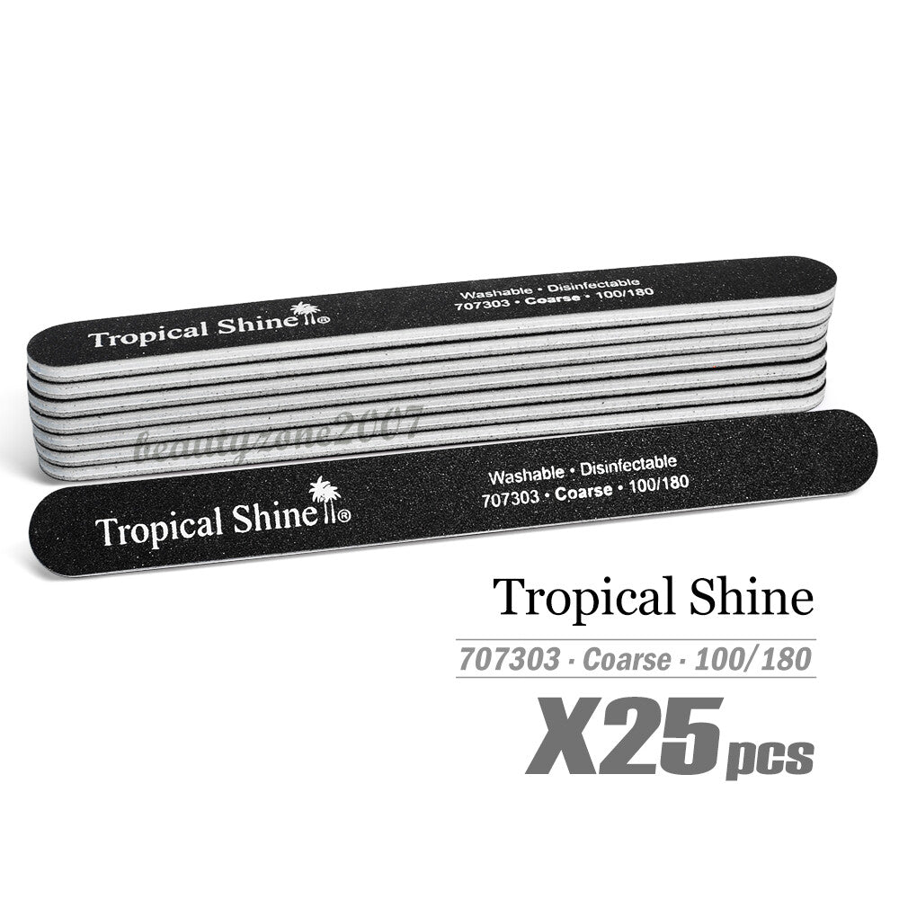 Tropical Shine Nail File 100/180 Grit 25 Pack Coarse/Medium Nail Tools