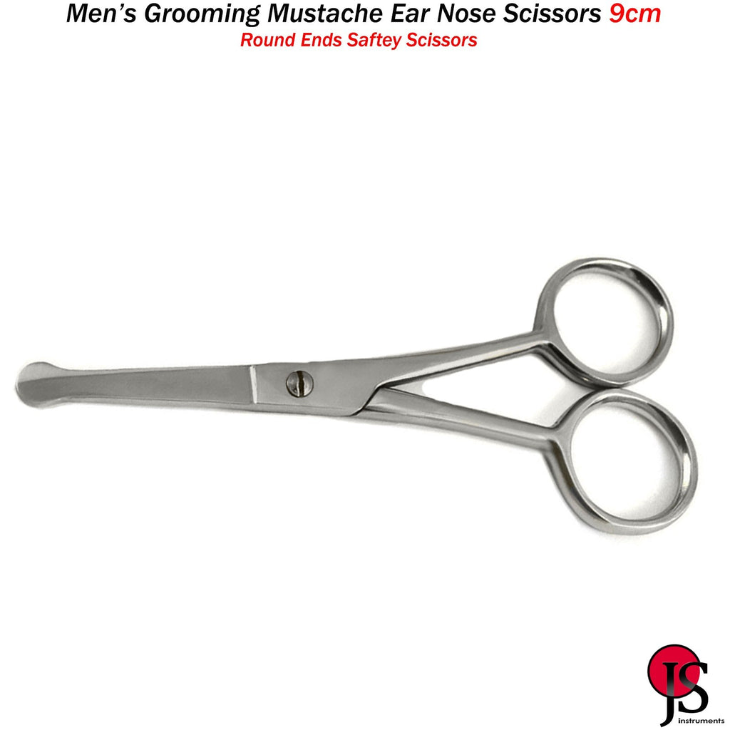 Men's Nose Hair and Beard Grooming Scissors - Stainless Steel, 9cm