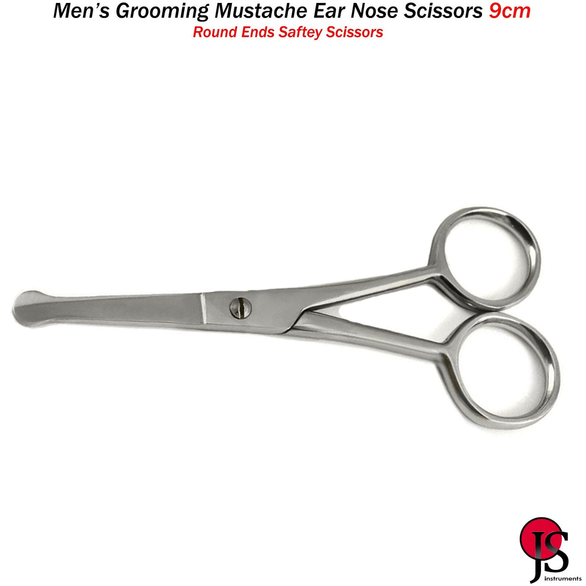 Men's Nose Hair and Beard Grooming Scissors - Stainless Steel, 9cm