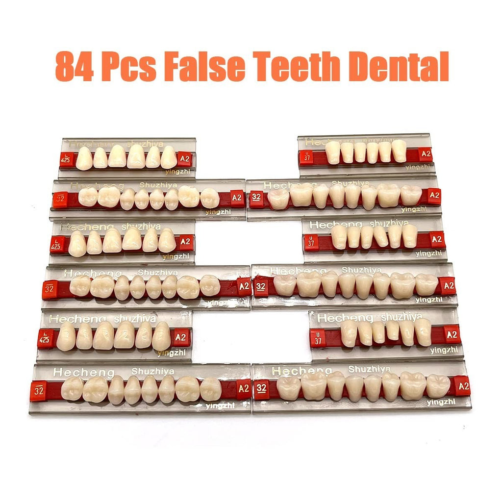 84 Pcs Acrylic Dental Fake Teeth Sets - Upper & Lower A2 Color