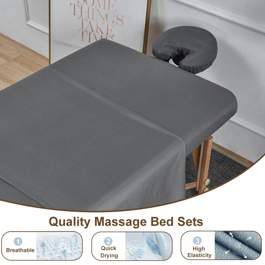 Reusable Massage Bed Sheets Set - Soft Full Size, Dark Grey, 12 Pieces
