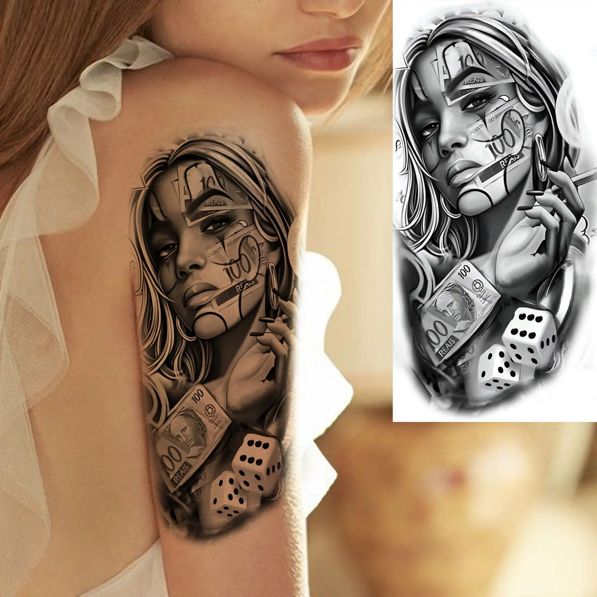 Waterproof Temporary Tattoo Sticker - Evil Joker Face, Long Lasting Realistic Design