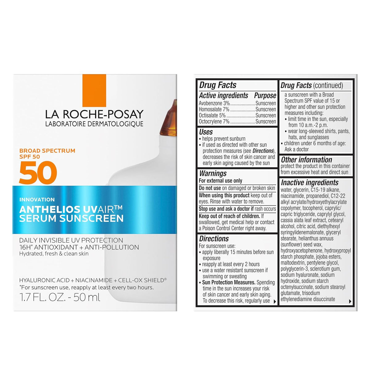 SPF 50 Sunscreen Serum with Hyaluronic Acid - Broad Spectrum Face Sun Protection