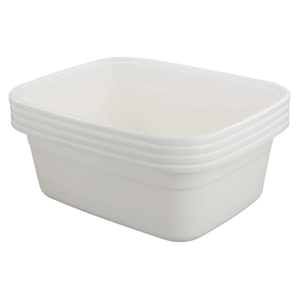 12 Quart Plastic Wash Basin Set White Multipurpose Dish Pan Utility Tubs