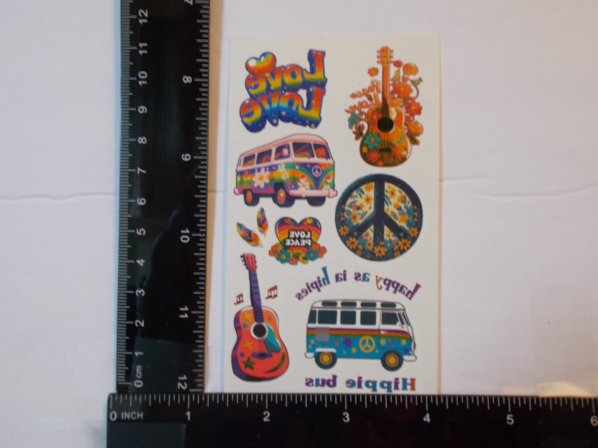 Temporary Tattoos 10 Sheets Groovy 1970s Hippie Theme Set