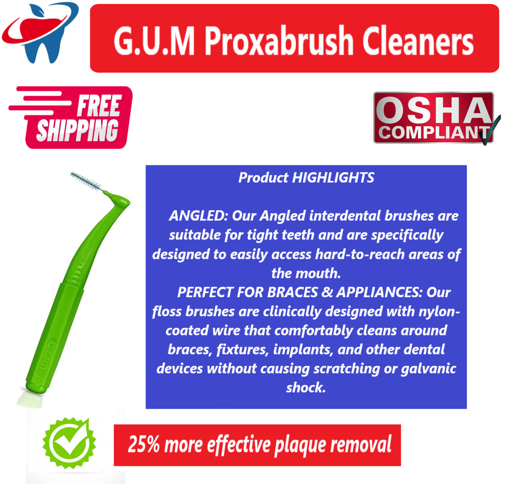 Interdental Brushes Angled Go-Betweens for Plaque & Food Removal - Multiple Sizes & Pack Options