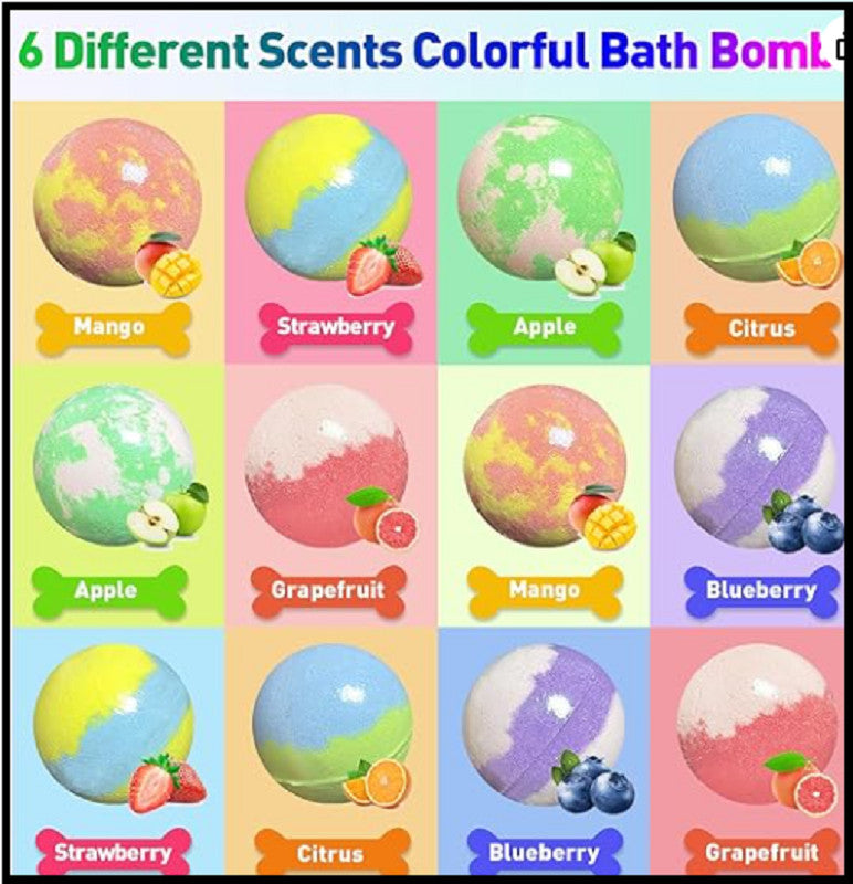 Kids Bath Bombs Set with Surprise Toys - Natural & Colorful 12 Pack