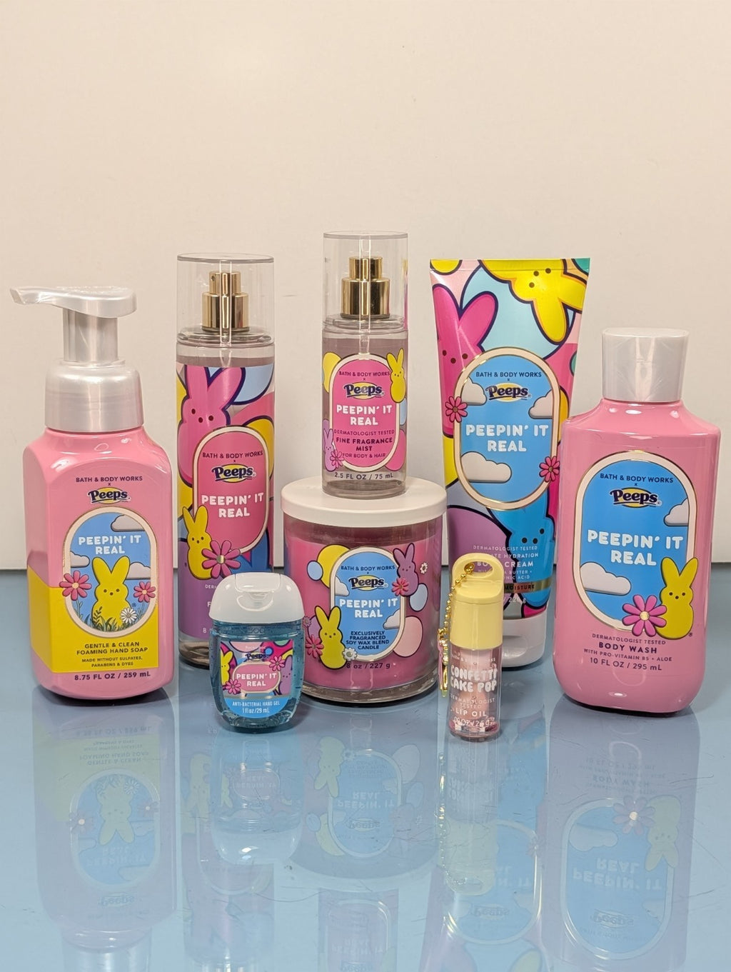 Bath & Body Works Peeps Marshmallow Vanilla Body Care Set - Mist, Body Wash, Lotion, Hand Sanitizer, & Candle