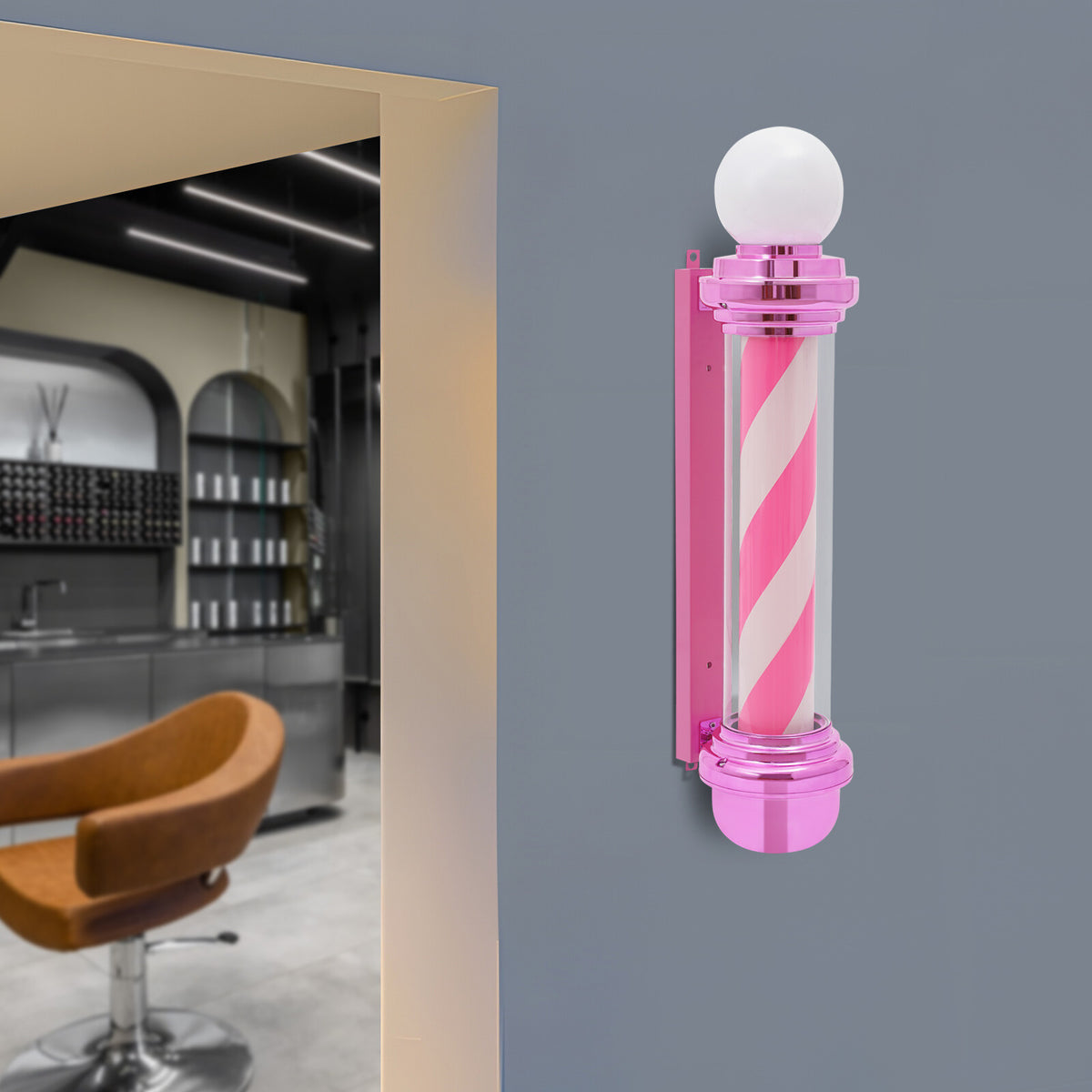 Barber Pole Light with LED Rotation for Barbershop Decoration