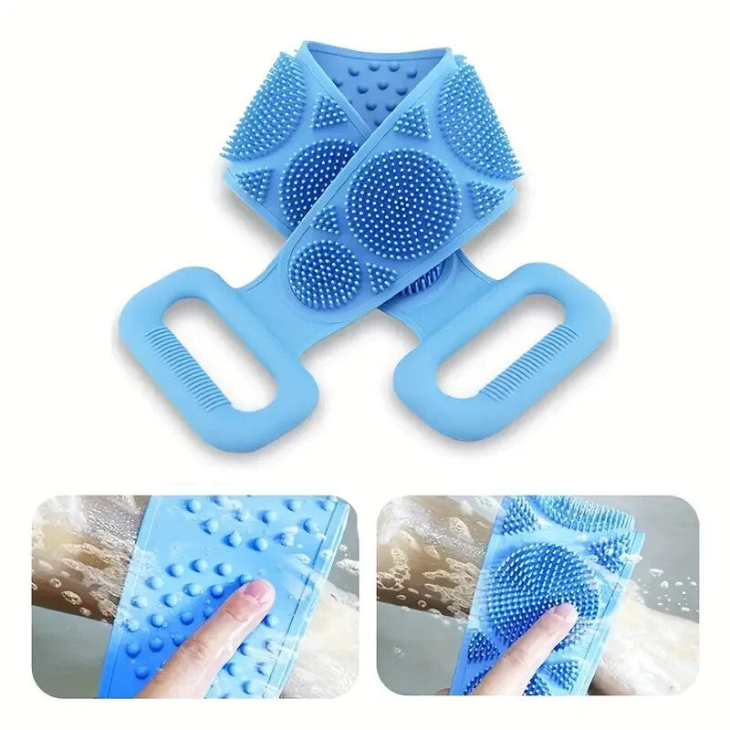 Silicone Back Scrubber Double Sided Bathing Brush for Skin Exfoliation