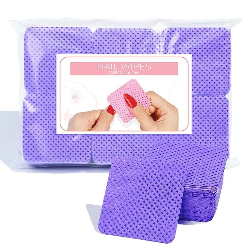 Lint-Free Nail Wipes Cotton Pads for Gel Polish Remover - 300 Pieces