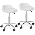 Leather Salon Stool with Backrest and Hydraulic Height Adjustment - 2 Pack