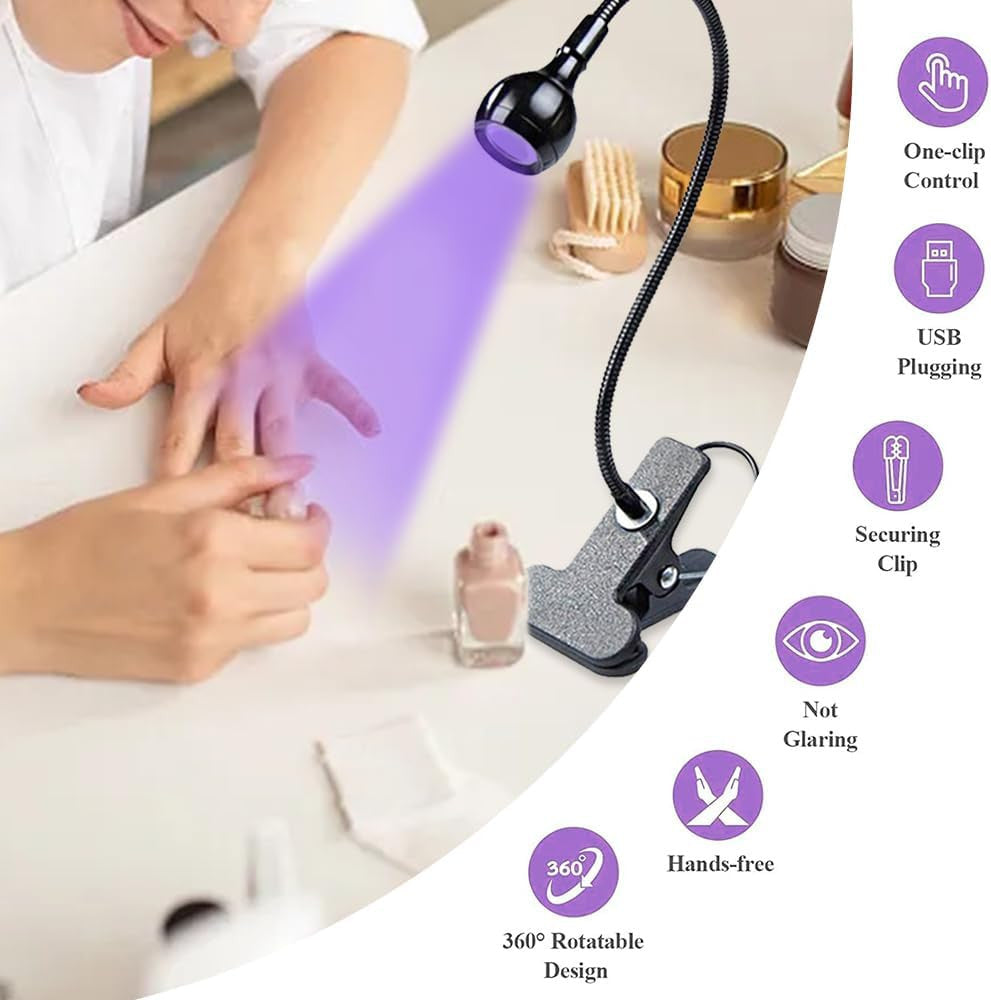 USB 3W UV LED Nail Curing Lamp Portable Flexible Desk Lamp
